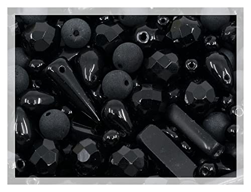 60 g of Glass Bead Mix with Drops, table-cut and fire polish Czech Beads, Glossy & Matte Black 60 g of Glass Bead Mix with Drops, table-cut and fire polish Czech Beads, Glossy & Matte Black von Bohemia Crystal Valley