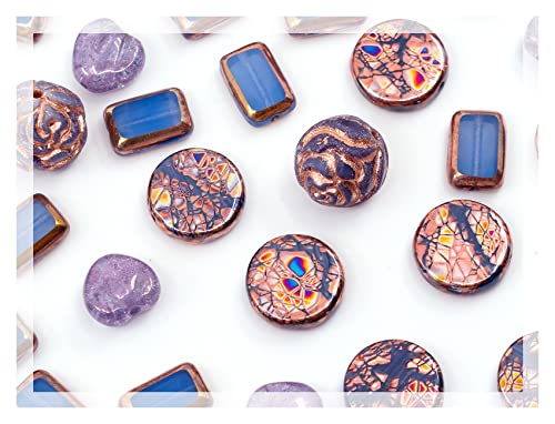 60 g of Glass FOCAL Bead Mix with Roses, table-cut and cracked Czech Beads, PG Blue Copper Violet 60 g of Glass FOCAL Bead Mix with Roses, table-cut and cracked Czech Beads, PG Blue Copper Violet von Bohemia Crystal Valley