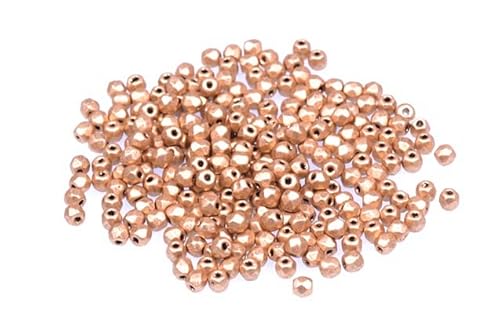600pcs Feuerpolierte facettierte Perlen rund 2 mm, Schwarzes Azteken blasses Gold (23980-1710), Böhmisches Kristall Glas, Tschechien 15119001 Großhandlespackung Fire Polished Faceted Beads Round von Bohemia Crystal Valley