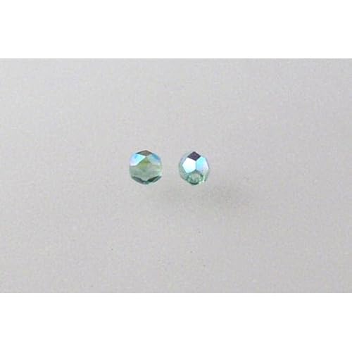 60pcs Feuerpolierte facettierte Perlen rund 3 mm, 50530 AB (50530-28701), Böhmisches Kristall Glas, Tschechien 15119001 Fire Polished Faceted Beads Round von Bohemia Crystal Valley