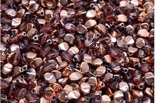 90 Gramm (approx. 1008 pcs) - Prise Perlen - Pinch Beads 5x5mm, Czech Glass, Amethyst Rose Gold Capri (20060-27101) von Bohemia Crystal Valley