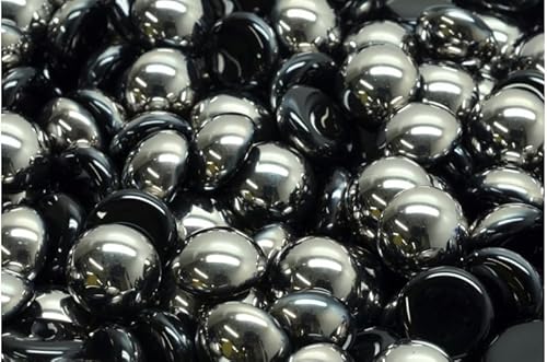 90 Gramm (approx. 116 pcs) - Cabochon Perlen - Cabochon Beads 10x10mm, Czech Glass, Black Chrom (23980-27401) von Bohemia Crystal Valley