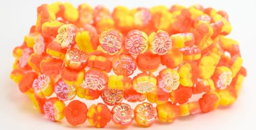 Hawaii Flower Pressed Glass Beads, 931483120 Ab (931483120-AB), Glass, Czech Republic (10 x 10 mm) von Bohemia Crystal Valley
