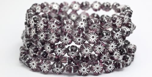 Hawaii Flower Pressed Glass Beads, Transparent Light Amethyst Silver Lined (2002004-54201), Glass, Czech Republic (10 x 10 mm) von Bohemia Crystal Valley