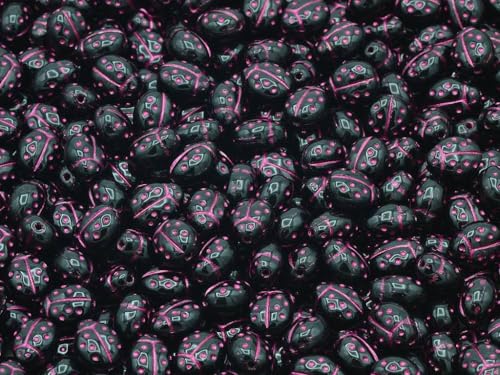 Ladybird Beads, Black 54570 (23980-54570), Glass, Czech Republic (9 x 7 mm) von Bohemia Crystal Valley