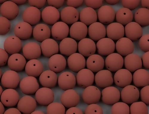 Round Druck Pressed Beads Brick Country (29537), Glass, Czech Republic (3 mm) von Bohemia Crystal Valley