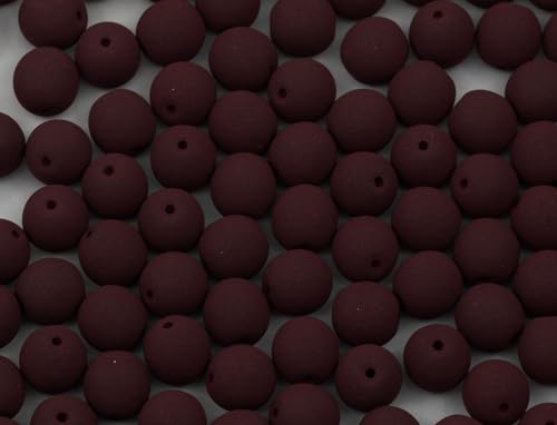 Round Druck Pressed Beads Maroon Country (29528), Glass, Czech Republic (3 mm) von Bohemia Crystal Valley