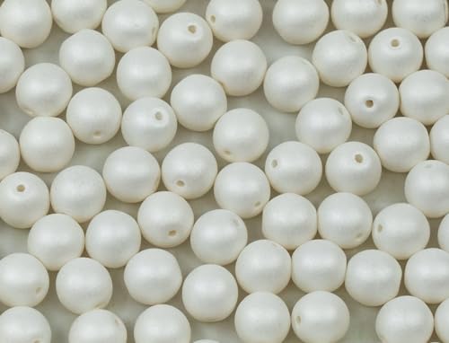 Round Druck Pressed Beads Snowflake Silk (29571), Glass, Czech Republic (8 mm) von Bohemia Crystal Valley
