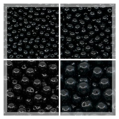 Satz Perlen Tschechische Glasperlen Rund 3mm, 4mm, 6mm, 8mm, Jet Black 23980, Insgesamt 275 Stück von Bohemia Crystal Valley