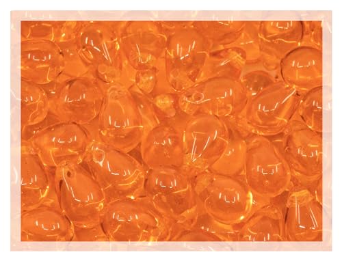 Tschechische 50-teilige Glasperlen, 6x9mm, Tropfen transparent orange von Bohemia Crystal Valley