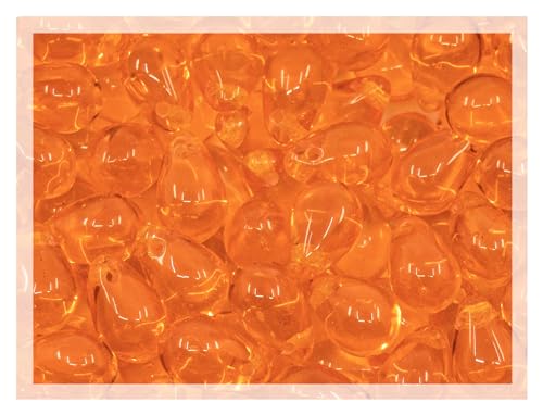 Czech 50-Piece Glass Beads, 6x9mm, Teardrop Transparent Orange von Bohemia Crystal Valley