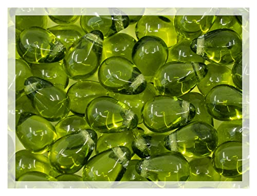 Tschechische Glasperlen, 50 Stück, 6 x 9 mm, Teardrop Olive Green, grüne Perlen für Anhänger, Dekoration und Schmuckherstellung von Bohemia Crystal Valley