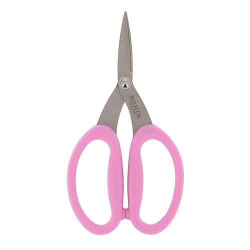 BOHIN France Mikroverzahnte Nähschere - Große und Weiche Griff Schere für Stoffe, Garne und Fäden, Rosa, 17.5 x 5cm - 1 Stück von Bohin