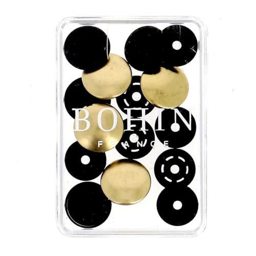 Bohin BO71791 Metallische Finger Metallfinish Stoff Druckknöpfe für Projekte Nähen, Plastic, Gold, 14 mm von Bohin