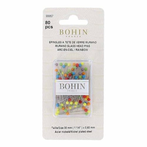 Bohin - Bohin Regenbogen (30x0.60mm) Glaskopf Stifte - 80 Stücke von Bohin