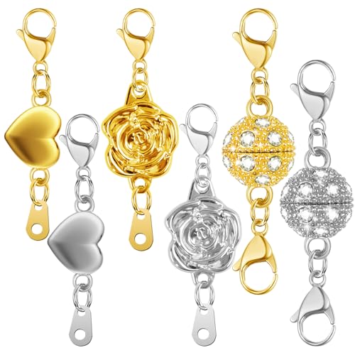 Bohoray 6 Stück Magnet Schmuck-Verschlüsse, Kette Stark Kettenverschluss, Magnetische Magnetverschluss Armband für DIY Armband Schmuck Halskette Making (Gold, Silber) von Bohoray