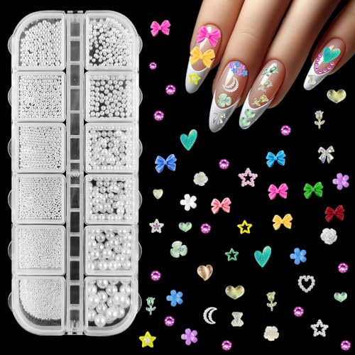 Bohoray 3D Nägel Charms, 12-Größen Charms Nägel Perlen, Mehrfarbig Blumen Bogen Gems Herz Sterne Mond Nagel Charms, Charms Nails Art Dekoration für Mädchen und Damen Nagel Design Set Bohoray 3D Nägel Charms, 12-Größen Charms Nägel Perlen, Mehrfarbig Blumen Bogen Gems Herz Sterne Mond Nagel Charms, Charms Nails Art Dekoration für Mädchen und Damen Nagel Design Set von Bohoray
