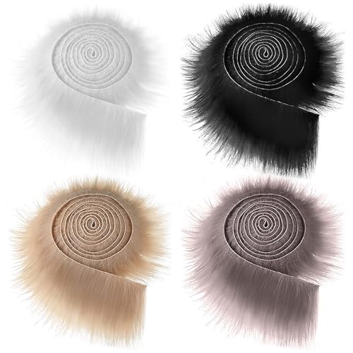 4 Stk Kunstfell Bordüre Kunstpelz Band Fellstoff, Furry Faux Precut Strips, Fuchs Pelz Stoff Shaggy Künstliche Streifen Ribbon Trim fur Beard Santa Hair Dwarf DIY Dekoration Kunstfell Weihnachts von Bohrma