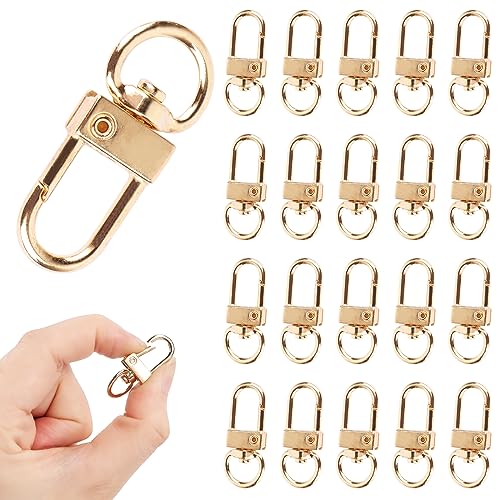 Bohrma 30 Stück Karabinerhaken Metal Drehgelenk Hummer Krallenverschlüsse Trigger Snap Hooks Golden Metal Hummer Krallenverschlüsse Drehbare Lanyards Trigger Snap Hooks Riemen für DIY Taschen Basteln von Bohrma