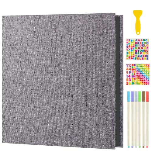 Boic Fotoalbum Selbstklebend Einkleben 10x15, Leinen Fotoalben zum Selbstgestalten 40 Schwarze Seiten Scrapbook Fotobuch, Hochzeit Jahrestag Geburtstag Geschenke (Grau) von Boic
