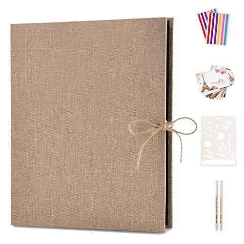 Boic Fotoalbum zum Selbstgestalten 60 Schwarze Seiten, DIY Fotoalben Leinen Nachfüllbar Scrapbook Fotobuch Gästebuch, Geburtstag Jahrestag Geschenk für Frauen Männer (Beige) von Boic