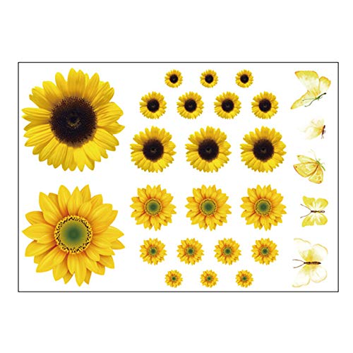 Boji Sonnenblumen Wand Aufkleber Abnehmbare Gelbe Blumen Abziehbild Wasserdicht 3D Blumen Schmetterling Wandaufkleber DIY Für Kinder Baby Schlafzimmer Wohnzimmer Dekoration von Boji