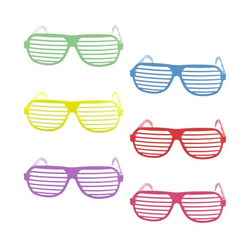 Bojueshaw 6 x Neon-Sonnenbrillen, 80er-Jahre-Partybrille, Retro-Disco-Sonnenbrille für Kostümpartys, Foto-Requisiten und Festival-Zubehör von Bojueshaw