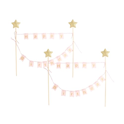 Bojueshaw Kuchenaufsatz-Set, "Happy Birthday", Wimpelkette, goldfarbene Stern-Dekorationen für Kindergeburtstage, Babypartys, 2 Stück Bojueshaw Kuchenaufsatz-Set, "Happy Birthday", Wimpelkette, goldfarbene Stern-Dekorationen für Kindergeburtstage, Babypartys, 2 Stück von Bojueshaw