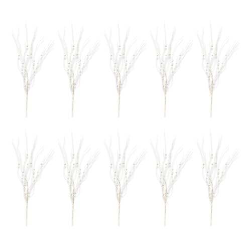 Bokcztml 10 Stück realistische künstliche Blumenstiele, künstlicher getrockneter Zweig, glitzernde Plektren, Zweige für Weihnachtsdekoration, Party von Bokcztml