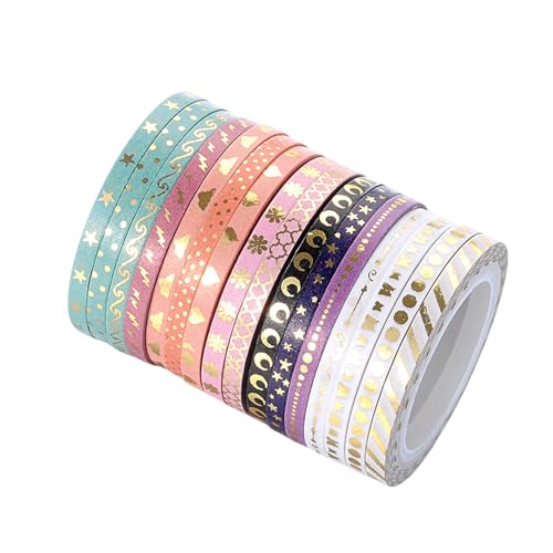 Bokcztml 16 Rollpapierklebeband Glitzernder Washis Tape Klebeband Dekorative Klebebandkünstler Band Scrapbooking Supplies von Bokcztml