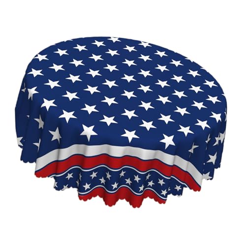 Bokcztml Tischdecke, strapazierfähig, Polyester, Rot, Weiß, Blau, Flaggen, Sterne, patriotische Tischdecke, Dekoration, Gedenktag von Bokcztml