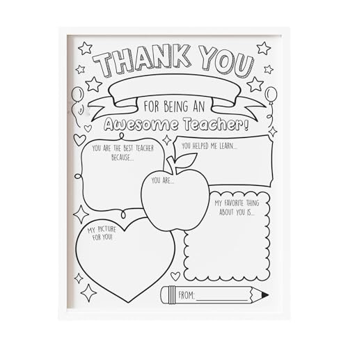 Dankeskarten für Lehrer, Dankeskarten, Ausmalposter für Zuhause, Schule, Klassenzimmer, Party, Kunst, Handwerk, Projekt, Geschenke von Bokcztml