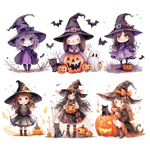 Halloween-Glasbecher-Transfer-Aufkleber, Cartoon-Mädchen-Design, wasserdicht, dekorativer Aufkleber für Party, Heimdekoration, Halloween-Glasaufkleber von Bokcztml