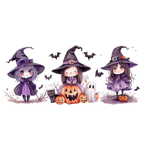 Halloween-Glasbecher-Transfer-Aufkleber, Cartoon-Mädchen-Design, wasserdicht, dekorativer Aufkleber für Party, Heimdekoration, Halloween-Glasaufkleber von Bokcztml