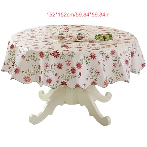 Haltbarkeit PVC Runde Tischdecke Mit Blumenkonstruktionen Ölbeständiger Und Wasserschutzmittel Für Esstische Sichern Haltbarkeit PVC Runde Tischdecke Mit Blumenkonstruktionen Ölbeständiger Und Wasserschutzmittel Für Esstische Sichern von Bokcztml