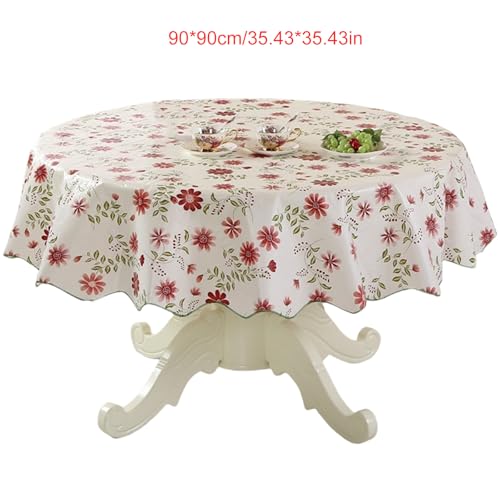 Haltbarkeit PVC Runde Tischdecke Mit Blumenkonstruktionen Ölbeständiger Und Wasserschutzmittel Für Esstische Sichern Haltbarkeit PVC Runde Tischdecke Mit Blumenkonstruktionen Ölbeständiger Und Wasserschutzmittel Für Esstische Sichern von Bokcztml