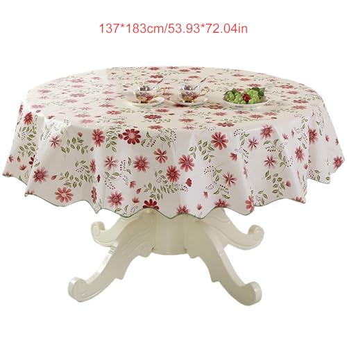 Haltbarkeit PVC Runde Tischdecke Mit Blumenkonstruktionen Ölbeständiger Und Wasserschutzmittel Für Esstische Sichern Haltbarkeit PVC Runde Tischdecke Mit Blumenkonstruktionen Ölbeständiger Und Wasserschutzmittel Für Esstische Sichern von Bokcztml