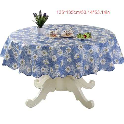 Haltbarkeit PVC Runde Tischdecke Mit Blumenkonstruktionen Ölbeständiger Und Wasserschutzmittel Für Esstische Sichern Haltbarkeit PVC Runde Tischdecke Mit Blumenkonstruktionen Ölbeständiger Und Wasserschutzmittel Für Esstische Sichern von Bokcztml