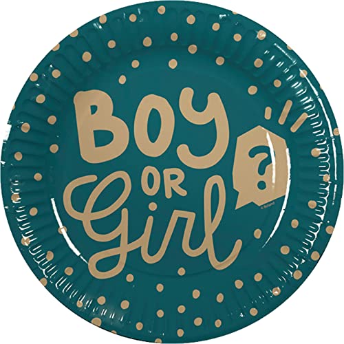 10 Teller * BOY OR GIRL * für Baby Party und Gender Reveal | Deko Pappteller Partyteller Plates Shower von Boland