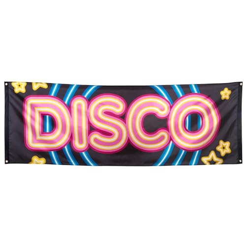 Boland 00753 - Banner Disco, Größe 74 x 220 cm, Polyester, Disco Fever, 70er Jahre, Wanddekoration, Hängedekoration, Fahne, Partydekoration, Geburtstag, Mottoparty, Karneval von Boland