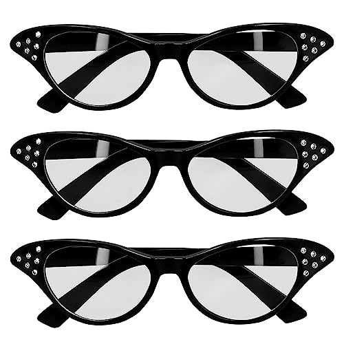 Boland 02664 - Partybrille 50er Jahre, 3 Stück im Set, Brillen für Erwachsene, Spaßbrille, ohne Sehstärke, Sonnenbrille, Zubehör für Faschingskostüme von Boland