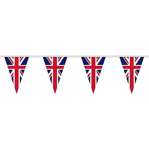 Boland 11608 - Wimpelkette Union Jack, Länge 10 Meter, Vereinigtes Königreich, England, National-Flagge, Fahnen-Girlande, Dekoration, Party von Boland