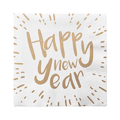 Boland 13456 - Party-Servietten Happy New Year, 20 Stück, Größe 33 x 33 cm, Mundtuch, Tisch-Dekoration, 100 % Papier, Silvester, Neujahr, Jahreswechsel von Boland