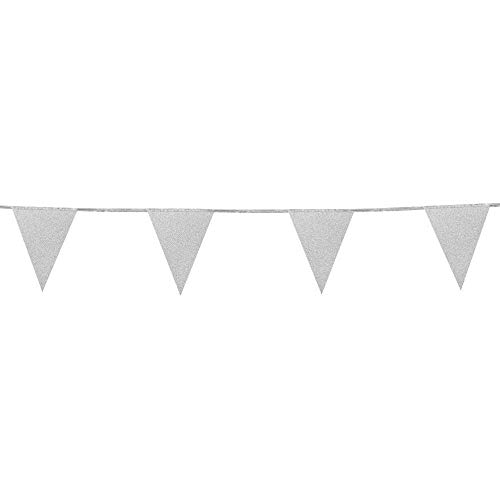 Boland 20001 - Glitterwimpelkette Silber, 1 Stück, Länge 600 cm, Fahnenkette, Hängedekoration, Girlande, Mottoparty, Karneval, Geburtstag, Hochzeit, Jubiläum, Gartenparty Boland 20001 - Glitterwimpelkette Silber, 1 Stück, Länge 600 cm, Fahnenkette, Hängedekoration, Girlande, Mottoparty, Karneval, Geburtstag, Hochzeit, Jubiläum, Gartenparty von Boland