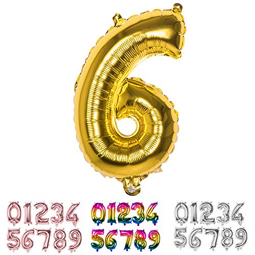 Boland - Folienballon Zahl, Größe 36 cm, Gold, Zahlenballon, Nummer, Ballon, Luft, Geburtstag, Jubiläum, Jubiläumsjahr, Lebensjahr, Überraschungsparty, Kindergeburtstag, Dekoration von Boland