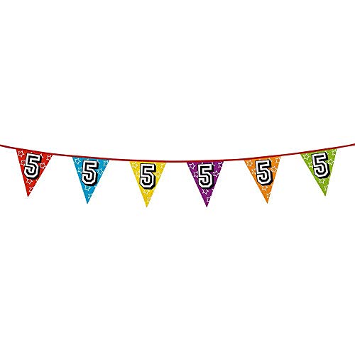 Boland 30005 - Holografische Wimpelkette Zahl 5, 1 Stück, Länge 800 cm, Fahnenkette, Sterne, Hängedekoration, Mehrfarbig, Girlande, Mottoparty, Geburtstag, Jubiläum, Kindergarten Boland 30005 - Holografische Wimpelkette Zahl 5, 1 Stück, Länge 800 cm, Fahnenkette, Sterne, Hängedekoration, Mehrfarbig, Girlande, Mottoparty, Geburtstag, Jubiläum, Kindergarten von Boland