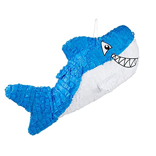 Boland 30919 - Pinata Hai, Blau-Weiß, Größe 27 x 60 cm, aus Pappmaché, Kindergeburtstag, Dekoration, Mottoparty, Themenparty von Boland