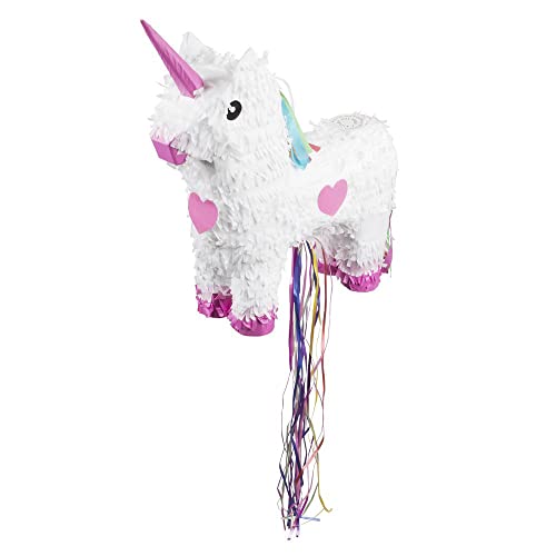 Boland 30932 - Pinata Einhorn, Größe 47 x 39 cm, Weiß-Rosa, Karton, Schlag-Pinata, Geburtstag, Mottoparty, Feier, Kindergeburtstag, Deko, Süßigkeiten, Geschenke von Boland