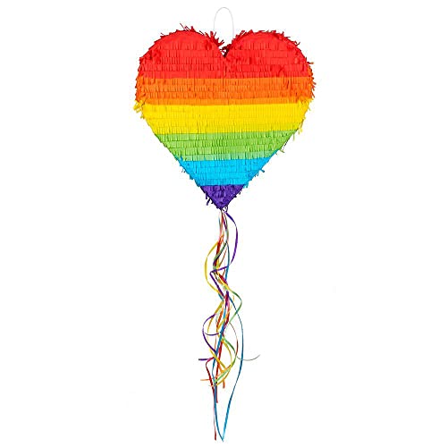 Boland 30965 - Zieh-Pinata Regenbogen-Herz, Größe 37 x 36 x 7,5 cm, zum Befüllen mit Süßigkeiten und Konfetti, Party-Spaß, Geburtstag, Geschenk von Boland