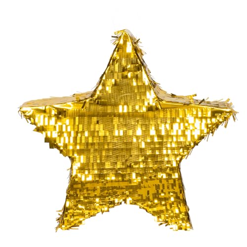 Boland 30977 - Pinata Stern gold, 44 x 44 cm, Hängedeko, Dekoration für Geburtstag, Mottoparty und Karneval von Boland
